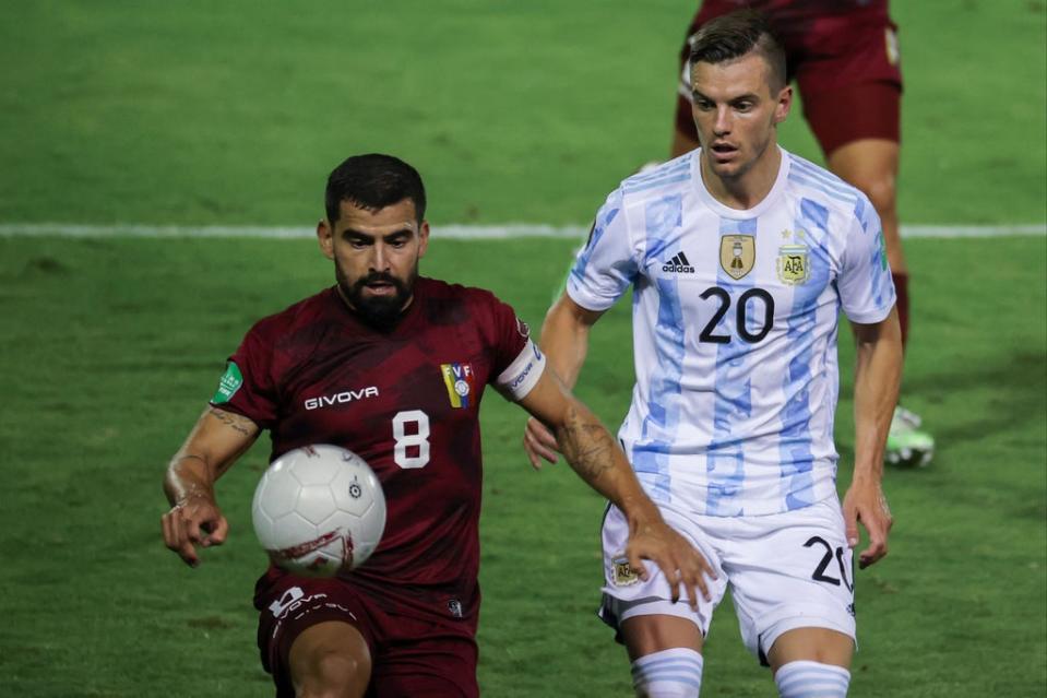 Giovani Lo Celso in action for Argentina on Friday (POOL/AFP via Getty Images)