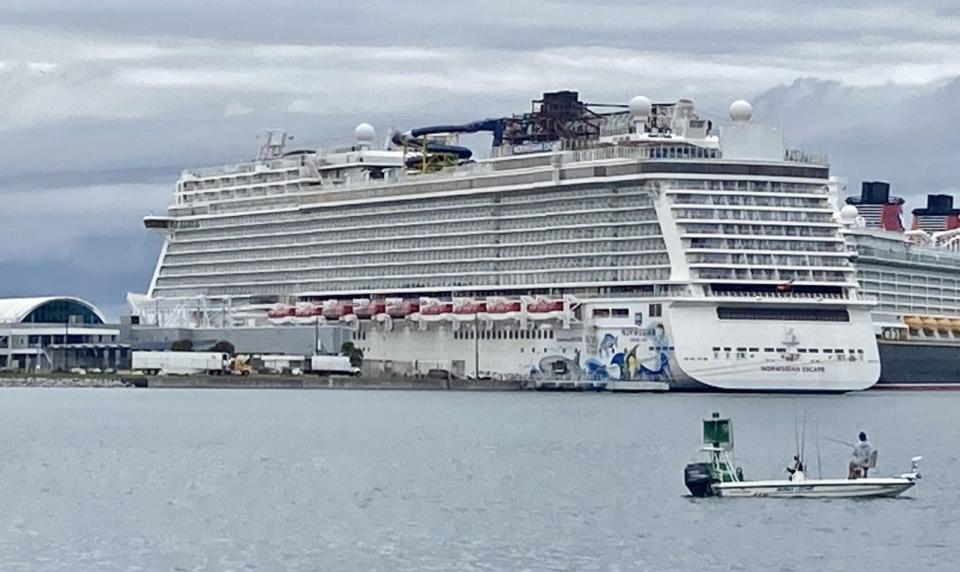 Norwegian Cruise Line cut one sailing short and canceled another scheduled sailing from Port Canaveral of the Norwegian Escape, shown in this file photo, after the ship ran aground while leaving Puerto Plata in the Dominican Republic.