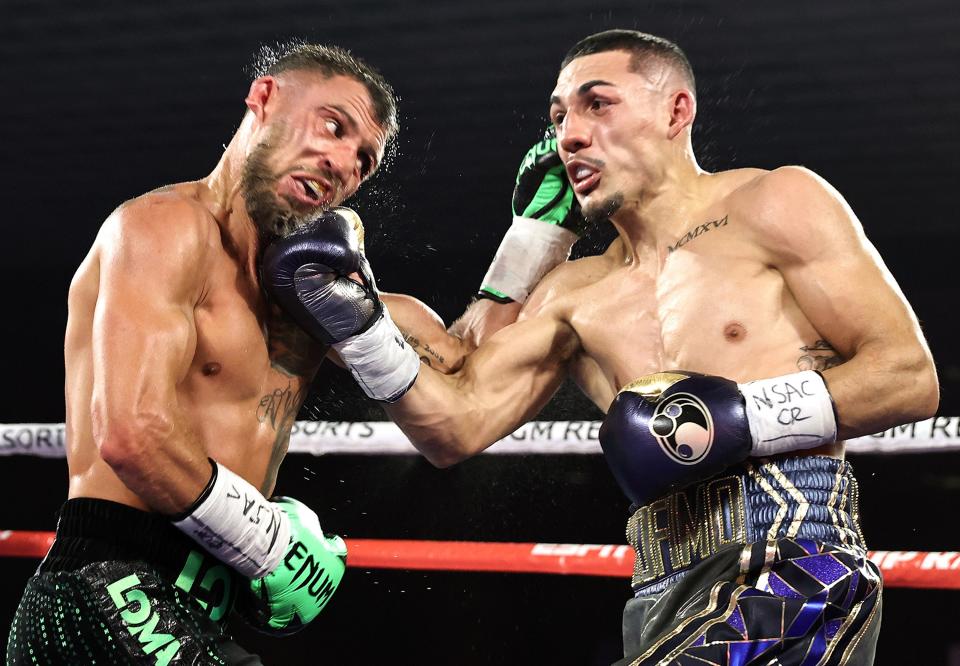 Teofimo Lopez defeats Vasyl Lomachenko in October 2019Getty