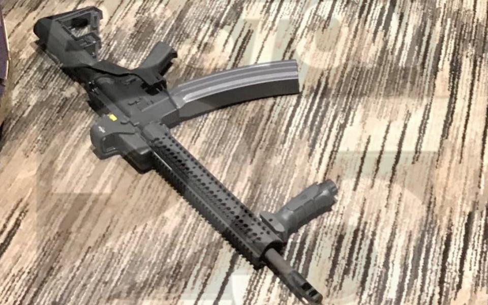 One of the weapons apparently used by Stephen Paddock inside his room on the 32nd floor of the Mandalay Bay hotel - @Boston25/Twitter