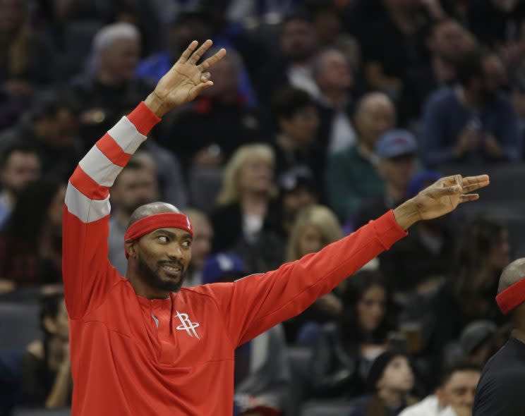 Corey Brewer signals for another three-pointer. (Associated Press)