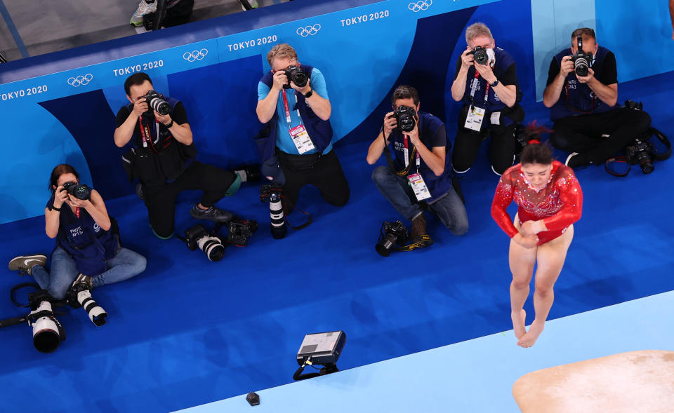 Tokyo 2020 Olympics - Gymnastics - Artistic - Women's Vault - Final - Ariake Gymnastics Centre, Tokyo, Japan - August 1, 2021.  Alexa Moreno of Mexico in action on the vault. REUTERS/Athit Perawongmetha