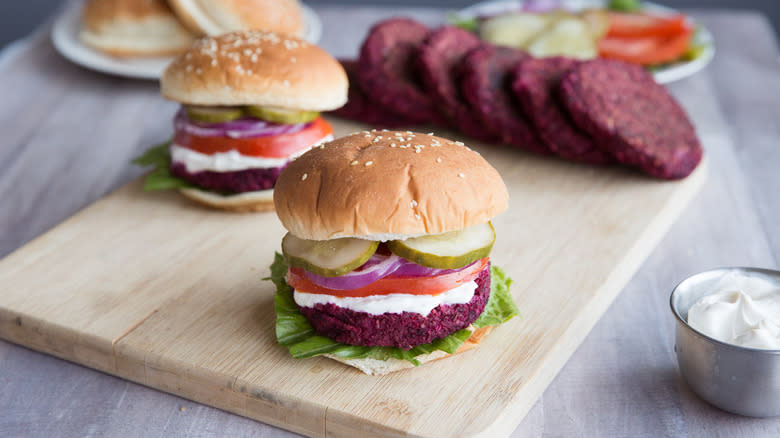 beet burgers served on board