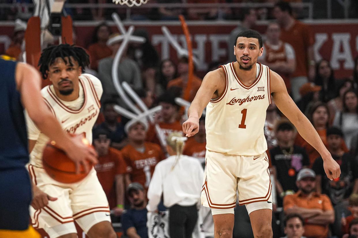 Dylan Disu led the Texas Longhorns to a much needed 94-58 win over West Virginia on Saturday. Texas, 5-6 in Big 12 play, visits Houston on Saturday.