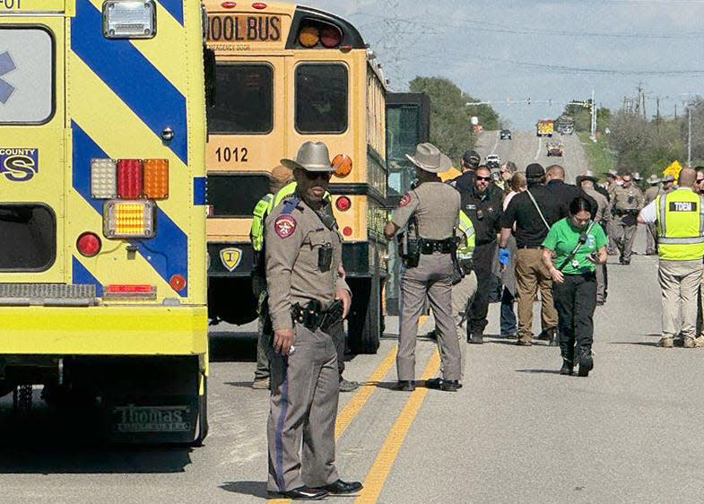 A bus with more than 40 people inside rolled over in western Bastrop County off Texas 21 Friday, March 22, 2024. According to law enforcement at least two people were killed including a child.