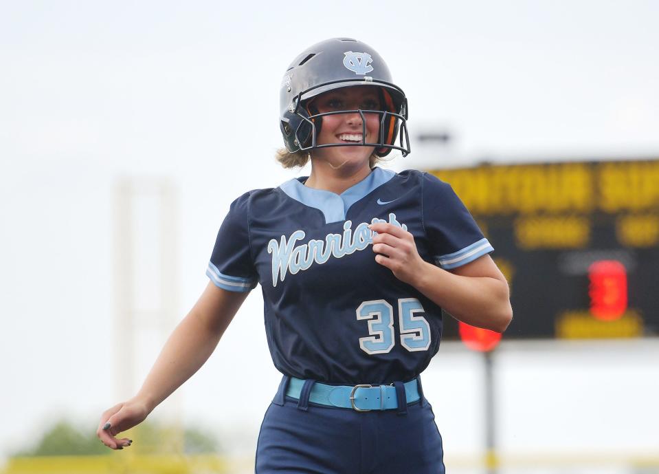 Central Valley's Macy Littler hit a triple in the third inning of Tuesday's WPIAL class 3A playoff game against Deer Lakes at Montour High School.