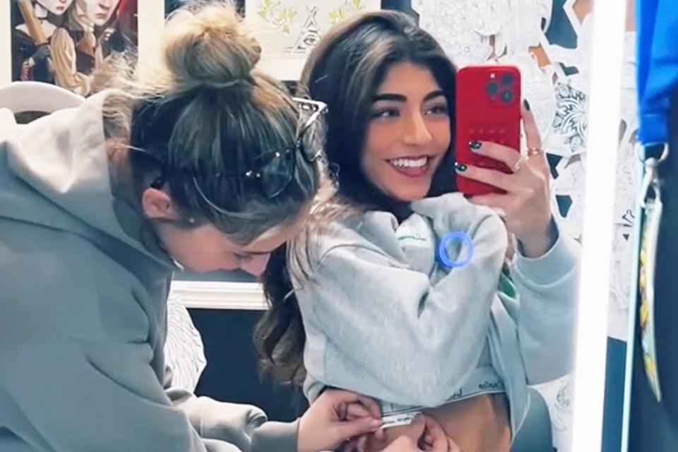 <p>Milania Giudice/TikTok</p> Milania Giudici gets first tattoo