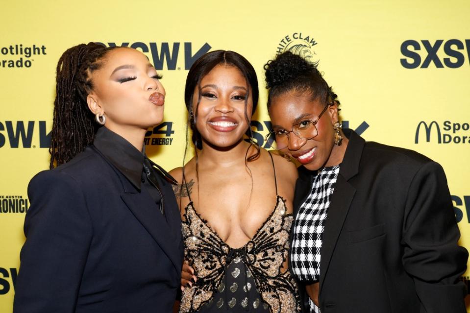 AUSTIN, TEXAS - MARCH 10:  (L-R) Chloe Bailey, Dominique Fishback, Janine Nabers aattend the "Swarm" screening during the 2023 SXSW Conference and Festivals at The Paramount Theater on March 10, 2023 in Austin, Texas.  (Photo by Frazer Harrison/Getty Images for SXSW)