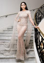 It was all about the illusion for the Thai actress in this crystal-embellished blush pink Ralph and Russo gown in Cannes in May 2018.