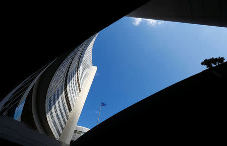 The flag of the International Atomic Energy Agency (IAEA) flies in front of their headquarters during the General Conference in Vienna, Austria September 18, 2017. REUTERS/Leonhard Foeger