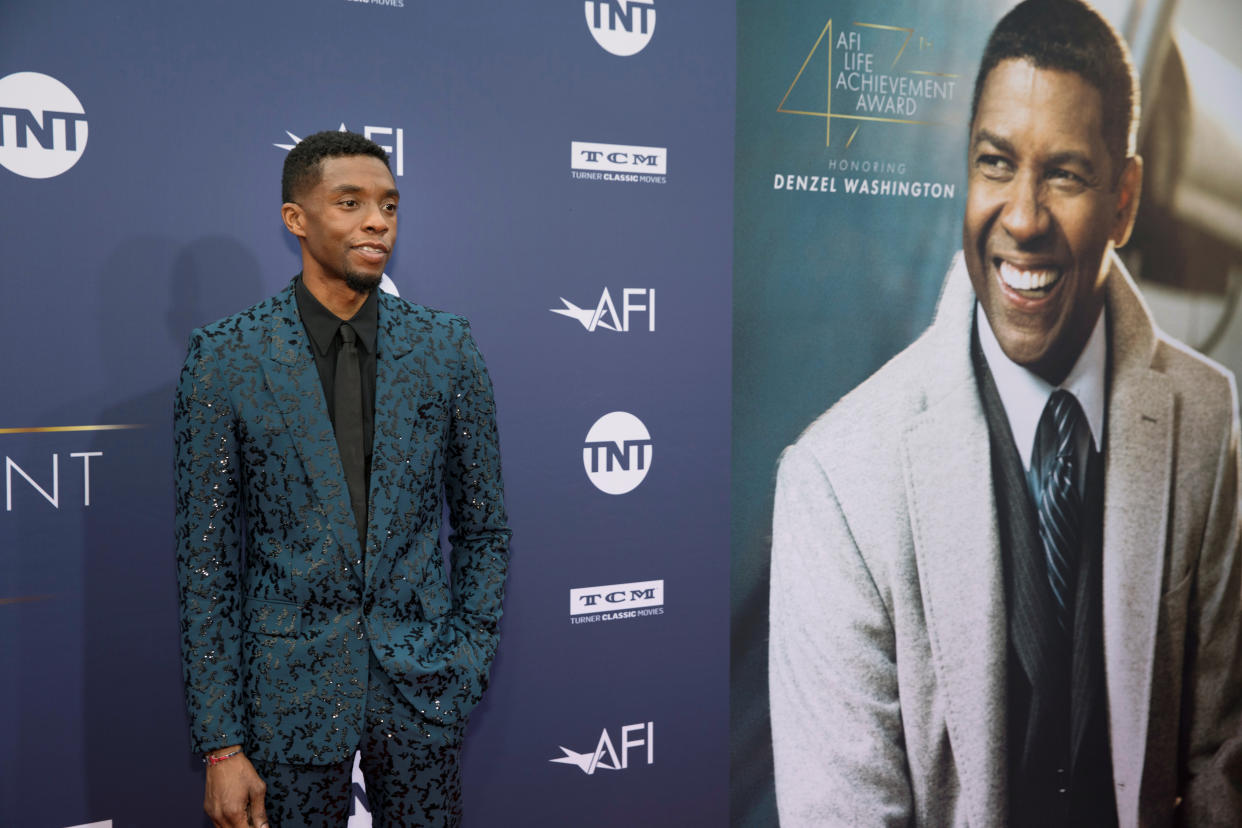 Chadwick Boseman arrives at the 47th AFI Life Achievement Award gala honoring actor Denzel Washington in Los Angeles, California, U.S., June 6, 2019. REUTERS/Monica Almeida