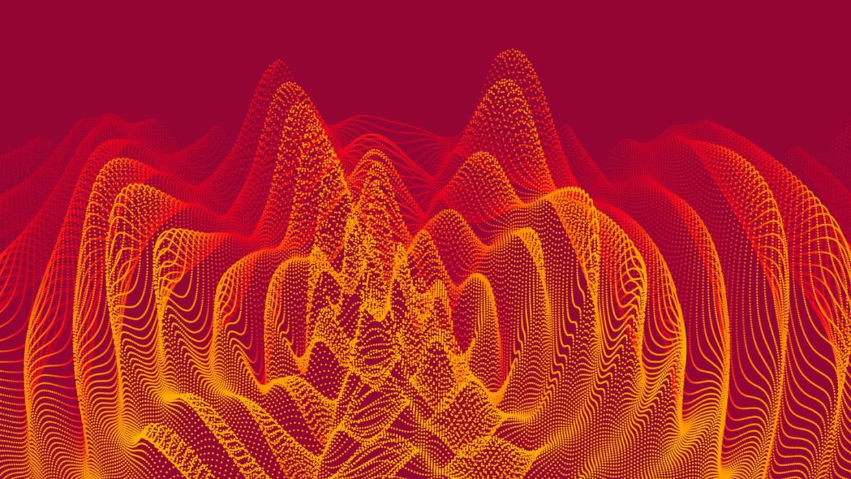 3d wavy background with ripple effect vector illustration with particle 3d grid surface