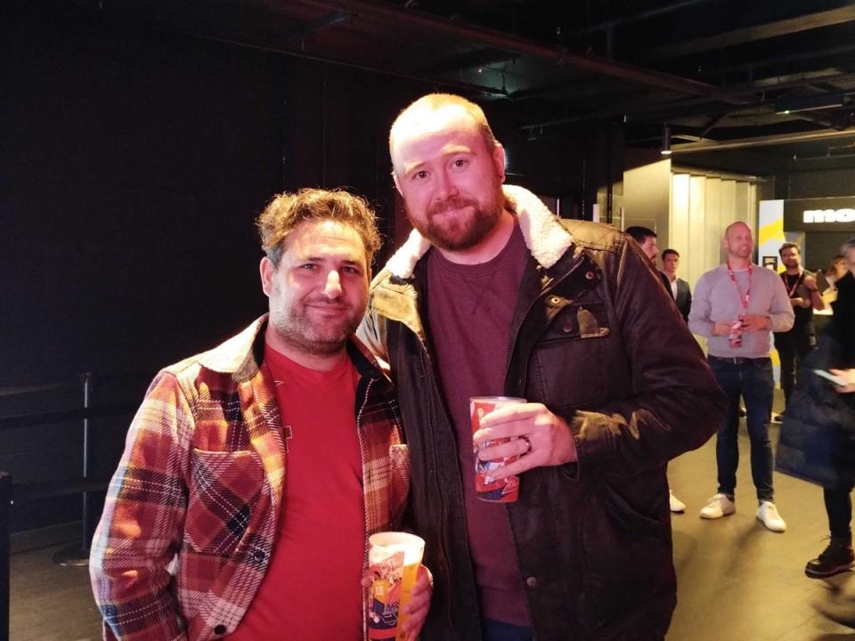 Farrell Monk and Rufus Thompson both took the day off work to watch the match (Zoe Tidman / The Independent)