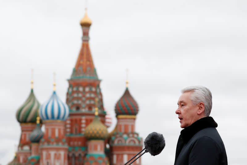 Mayor of Moscow Sobyanin attends a military parade to mark the anniversary of a historical parade in Moscow