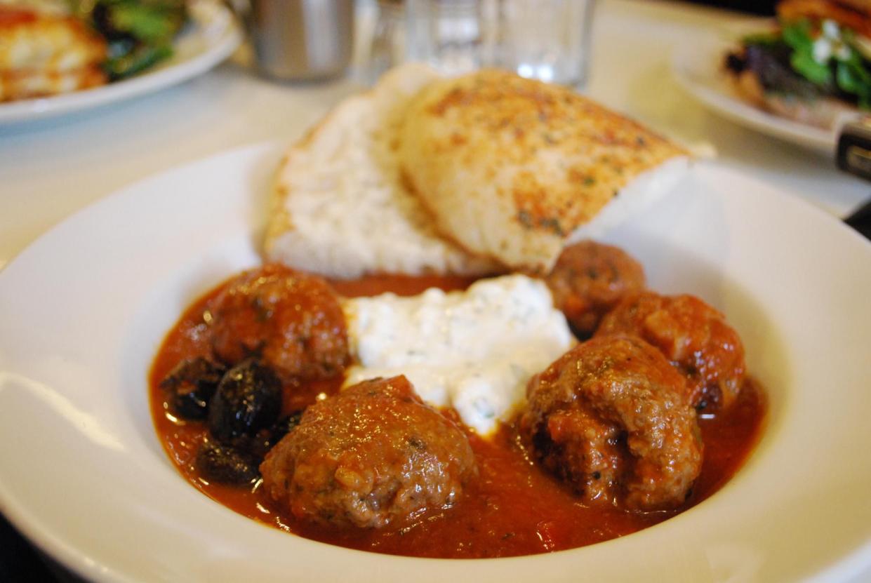 Greek Keftedes Meatballs with Turkish Bread and Mint Yoghurt