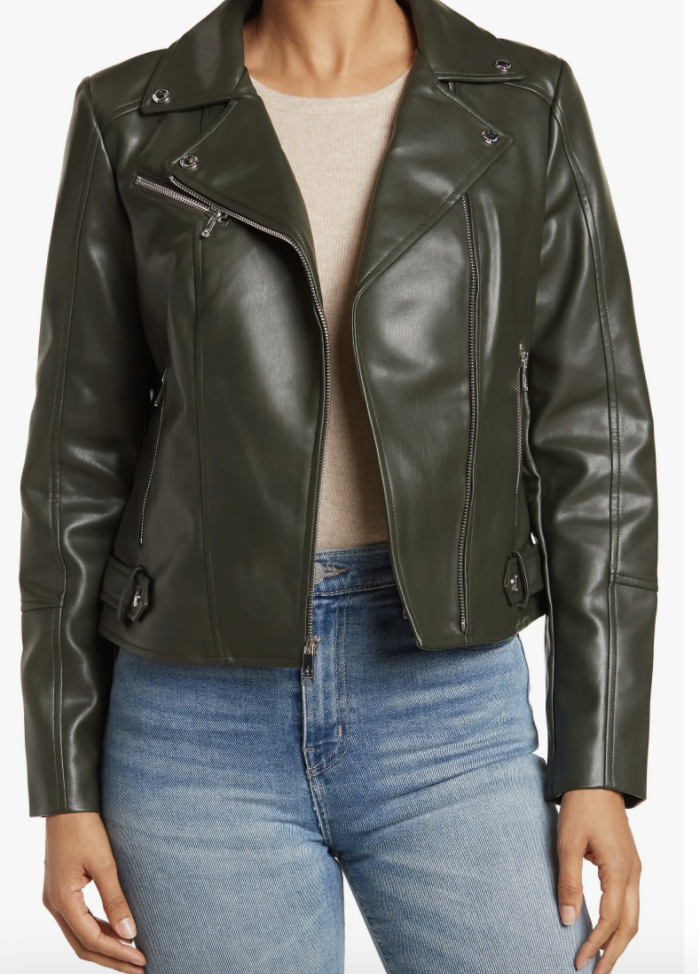 24) Zip Pockets Faux Leather Moto Jacket
