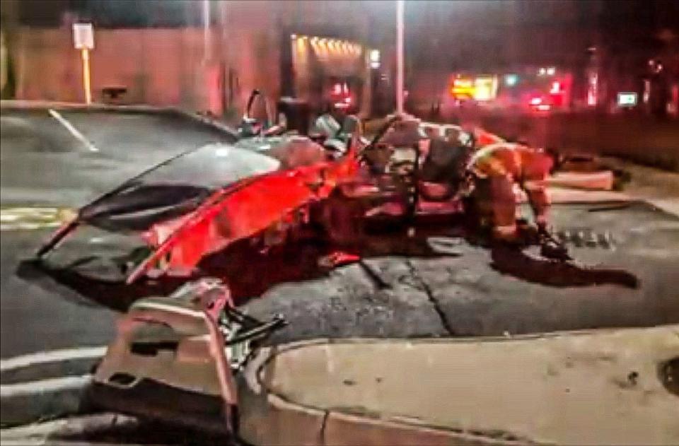 A still frame from a surveillance video showing the aftermath of a Feb. 2023 crash between a vehicle driven by Troy police officer Justin Byrnes and the car being driven by Sabeeh Alalkawi, pizza delivery driver at the intersection of Hoosick and 15th streets in Troy. Alalkawi was killed in the crash after Byrnes sped through the intersection while responding to a 911 call.