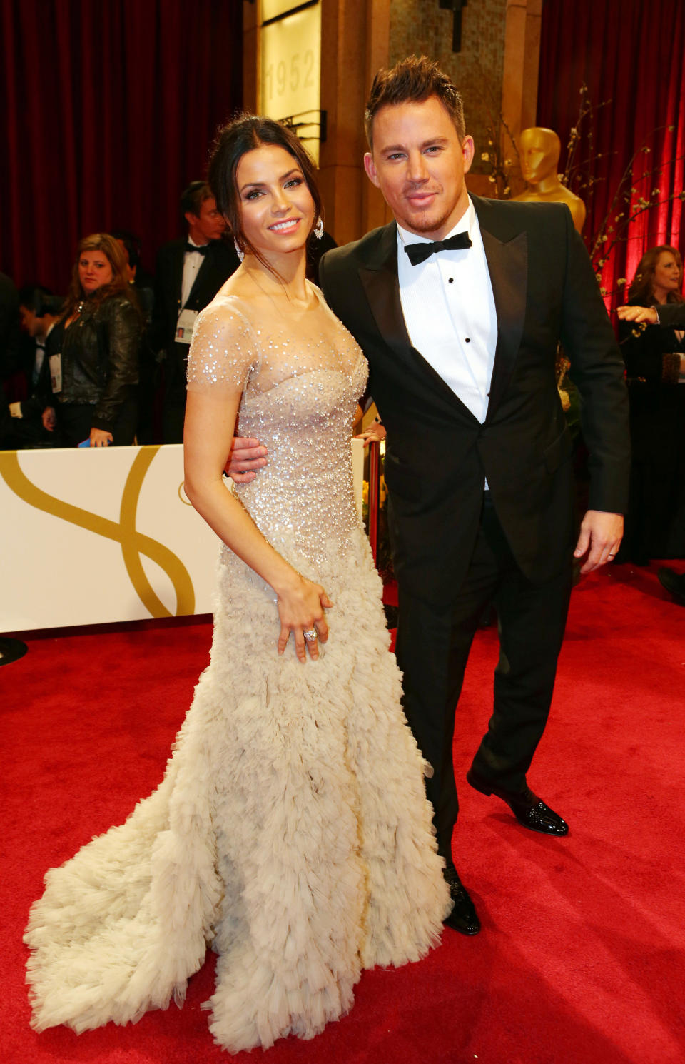 Jenna Dewan-Tatum, left, and Channing Tatum arrive at the Oscars on Sunday, March 2, 2014, at the Dolby Theatre in Los Angeles. (Photo by Alexandra Wyman/Invision/AP)