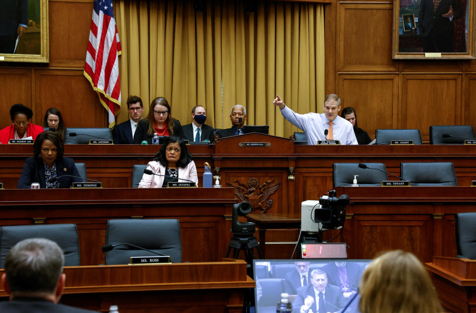 U.S. Rep. Jim Jordan, R-Ohio, a ranking member on the House Judiciary Committee, questions the Rev. Robert Schenck about allegations that Schenck received advance knowledge of a major 2014 U.S. Supreme Court decision. 