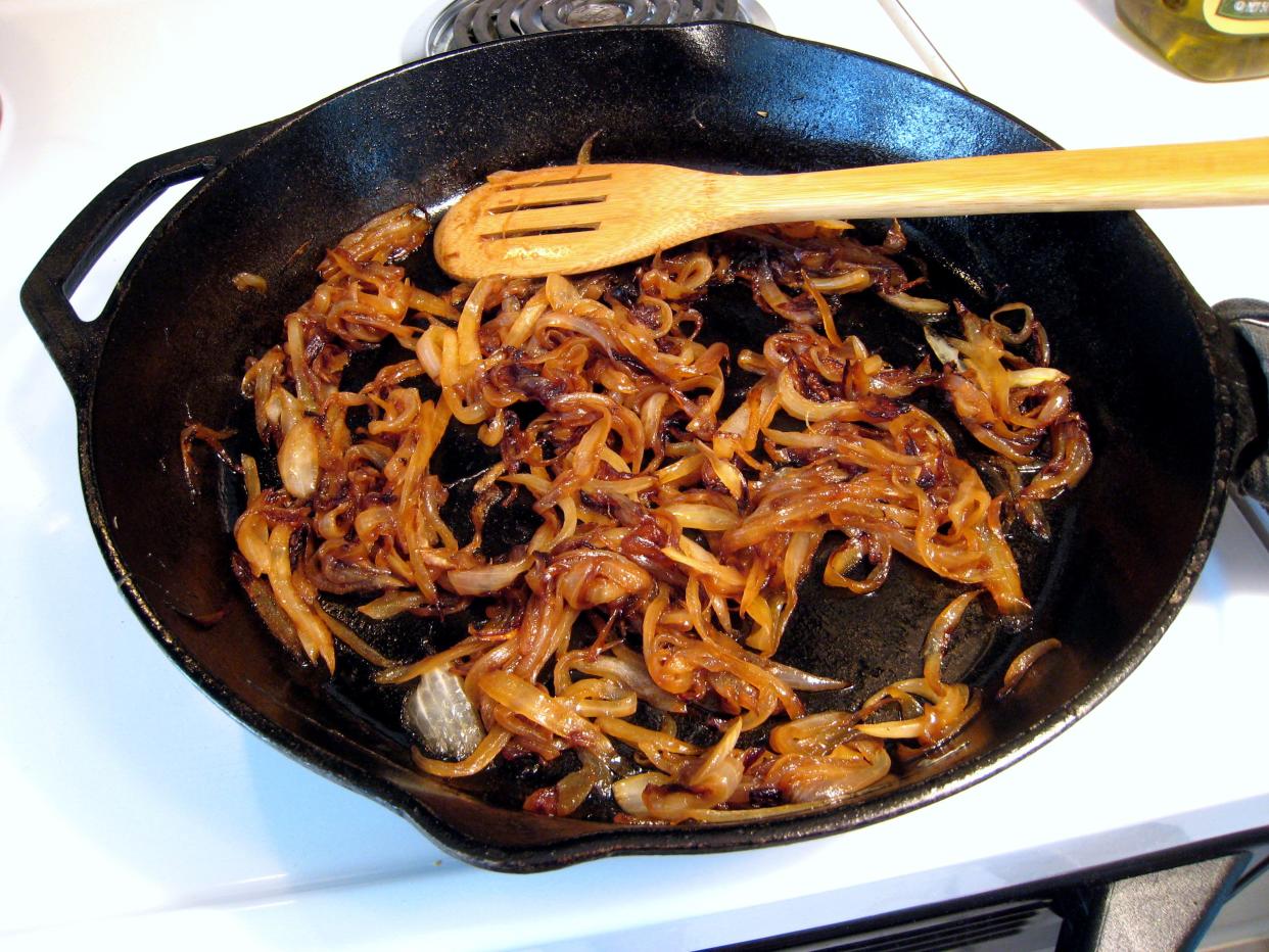 caramelized onions in a skillet