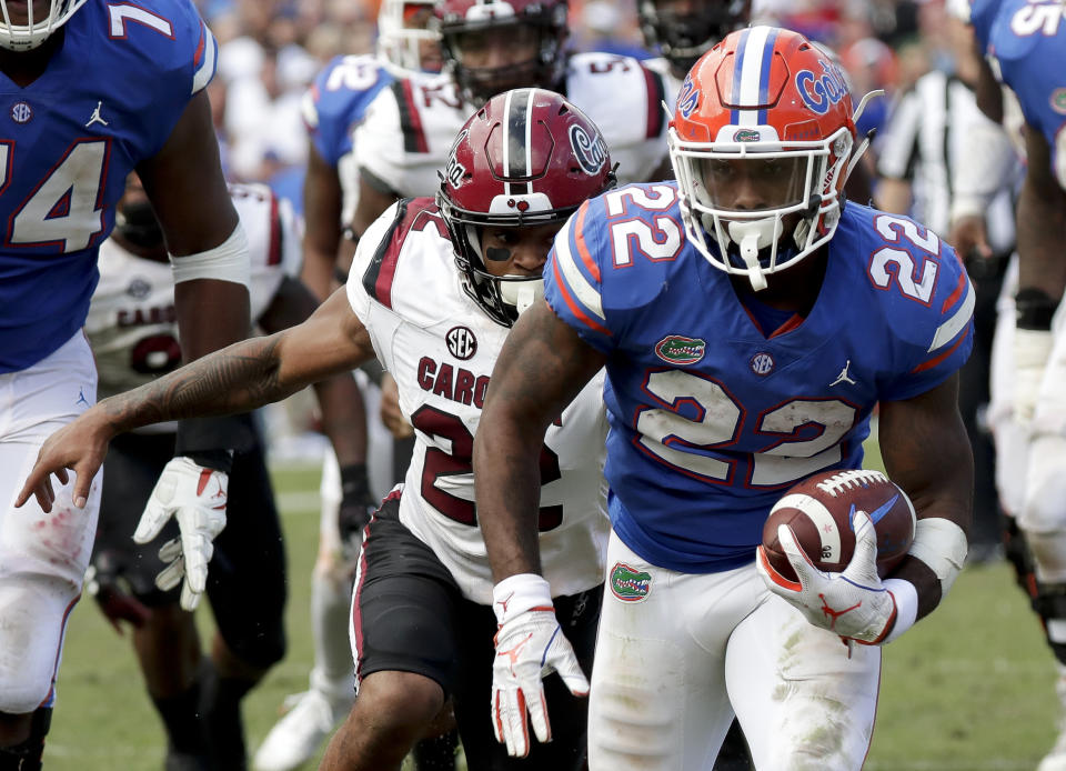 Florida running back Lamical Perine is the team’s leading rusher. (AP Photo/John Raoux)
