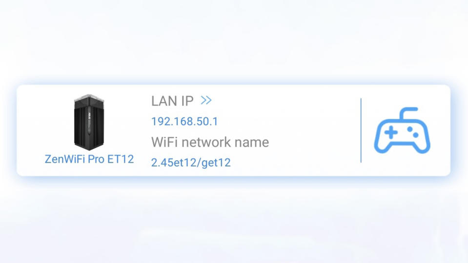 Asus ZenWiFi Pro ET12 app screen shot