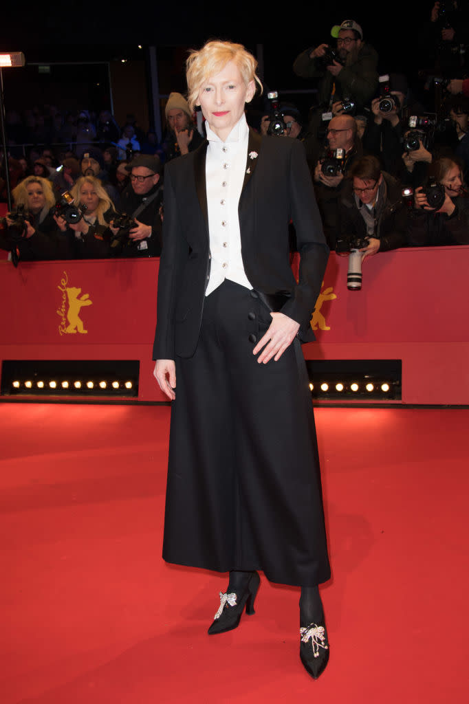 Tilda Swinton proves the suit can beat the dress on the red carpet