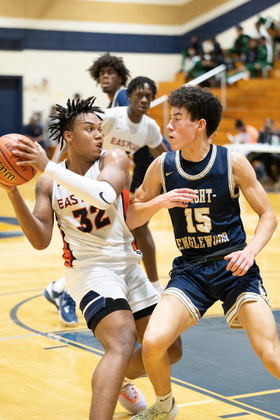 Bryce Stokes (32), shown last month, scored a game-high 20 to pace Eastside to a 66-37 win over Wayne Valley in the finals of the 52nd Passaic County boys basketball tournament in Wayne on Saturday, February 18, 2023.