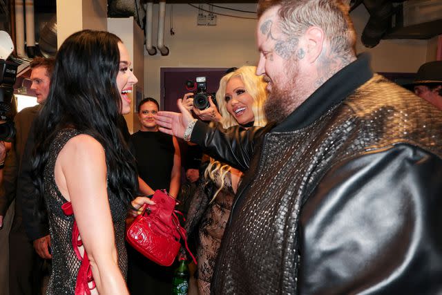 <p>Christopher Polk/Variety via Getty</p> Katy Perry, Bunnie Xo and Jelly Roll at the iHeartRadio Music Awards in Los Angeles in April 2024