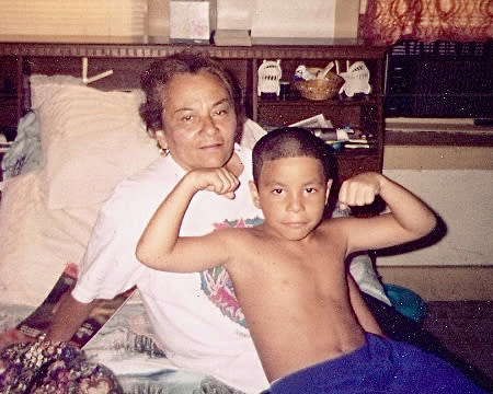 While I’m definitely jacked up on espresso here, it was truly my abuela that made me stronger. (Courtesy Andrew Santiago)