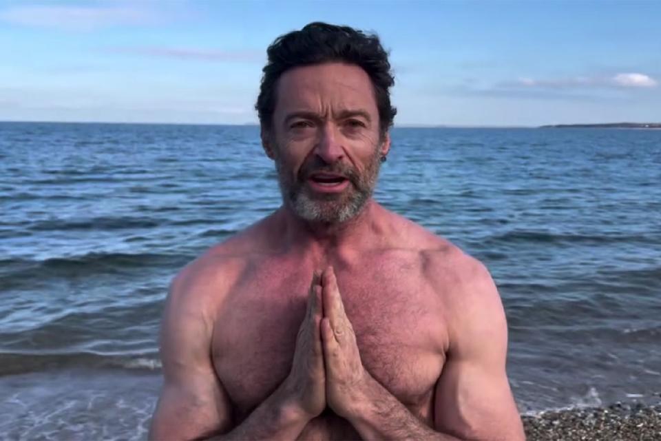 <p>Hugh Jackman Instagram</p> Hugh Jackman rings in 2024 with dip in the ocean