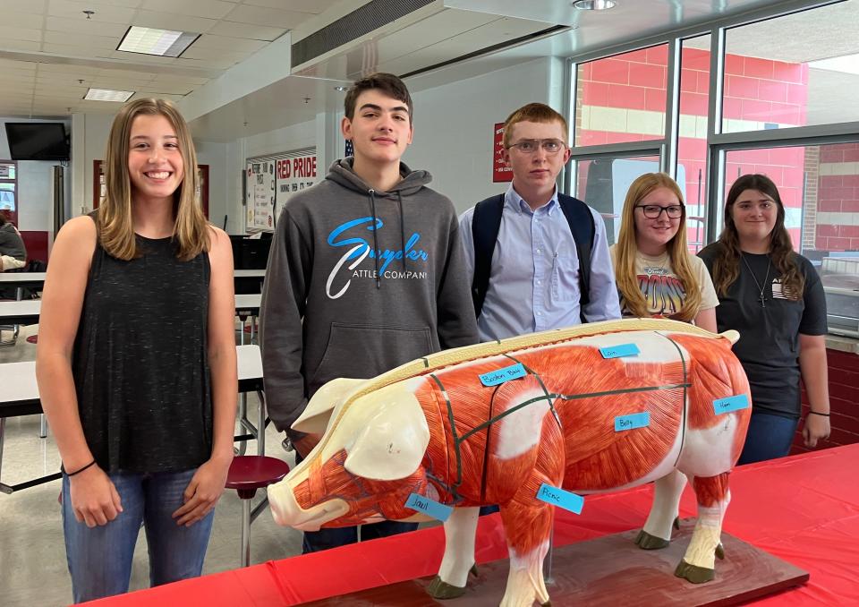 Riverheads ag students raised two hogs this year and, on Tuesday, served them to the students for lunch.