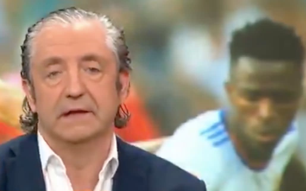 Josep Pedrerol no deja pasar la oportunidad de ensalzar a Vinicius. (Fuente: Twitter/@elchiringuitotv)