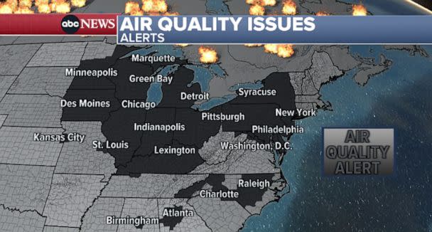 PHOTO: Air quality alerts remain in effect for more than 100 million Americans across the Midwest into the Northeast Wednesday evening. (ABC News)