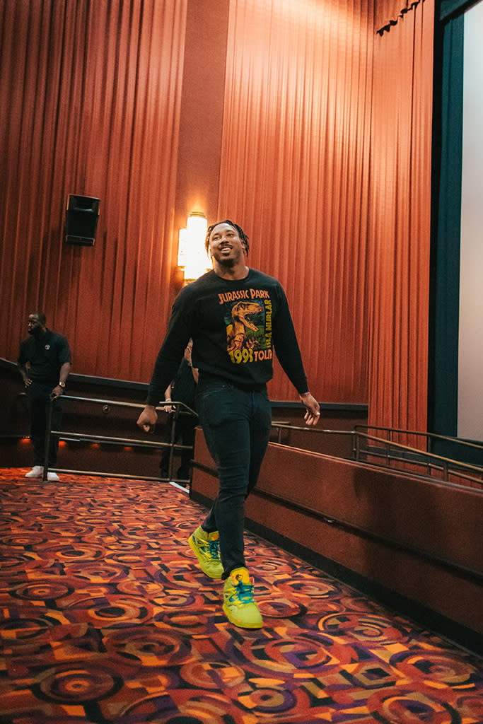 Reebok-backed NFL star Myles Garrett at a screening of “Jurassic World: Dominion.” - Credit: Courtesy of Reebok