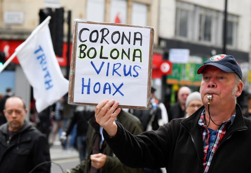 Protest against the new government restrictions, amid the coronavirus disease (COVID-19) outbreak, in London