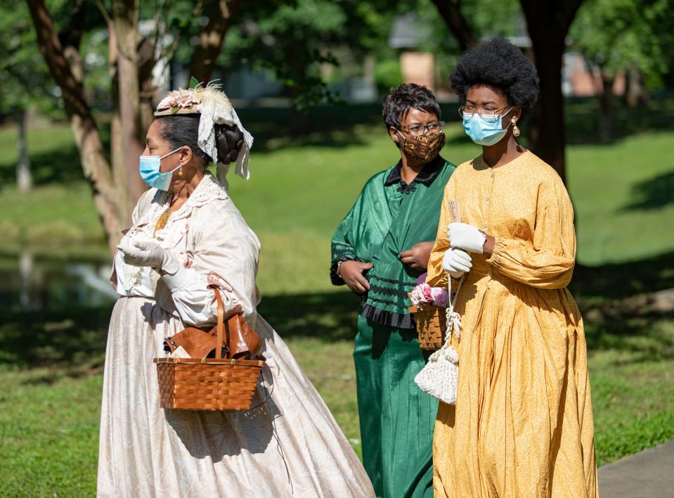 As part of Tallahassee's "Season of Emancipation," historical reenactors engaged in activities of the era that recall the reading of the Emancipation Proclamation on the steps of the Knott House in May of 1865. 