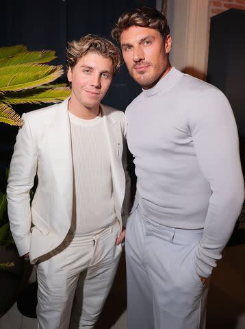 <p>Victor Boyko/Variety via Getty</p> Lukas Gage and Chris Appleton in Venice in August 2023