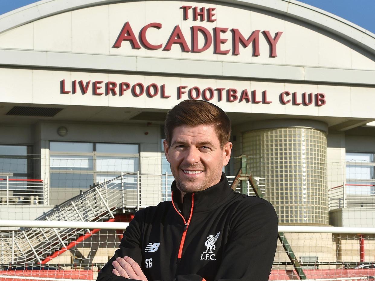 Steven Gerrard has returned to Liverpool to take up a role with the club's academy: Getty via Liverpool Football Club