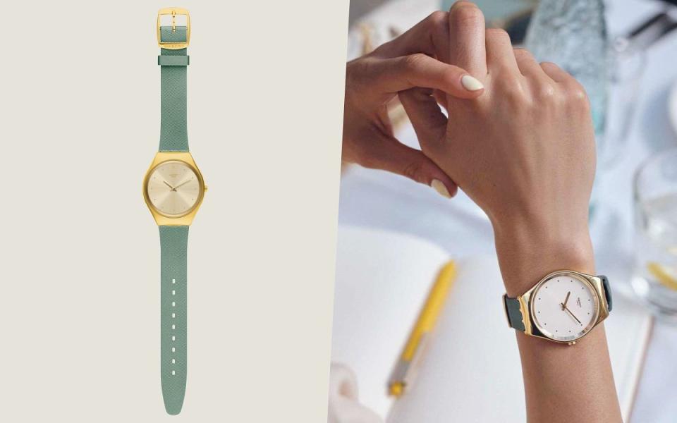 SWATCH GREEN MOIRE手錶 NT$5,500 圖片來源：SWATCH