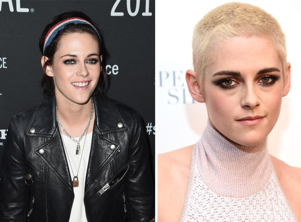 <p><strong>When:</strong> March 8<br>Kristen Stewart went for the crop, debuting her blonde buzzcut back in March.<br><i>[Photo: Getty]</i> </p>