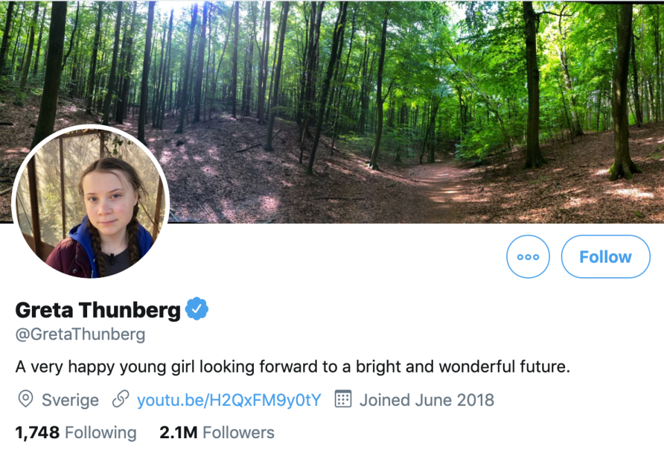 Great Thunberg has taken Donald Trump's jab in stride. Source: Twitter