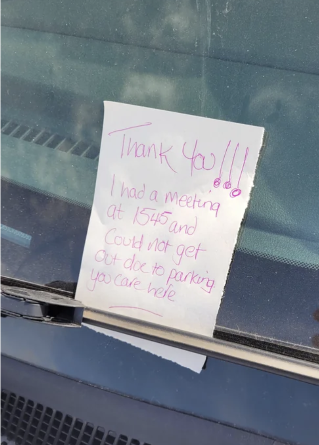 A note left on a car