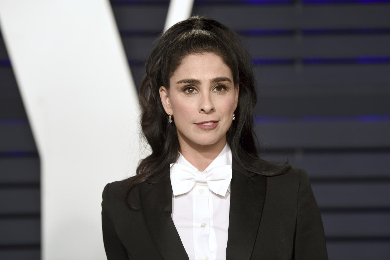 Sarah Silverman arrives at the Vanity Fair Oscar Party on Sunday, Feb. 24, 2019, in Beverly Hills, Calif. (Photo by Evan Agostini/Invision/AP)