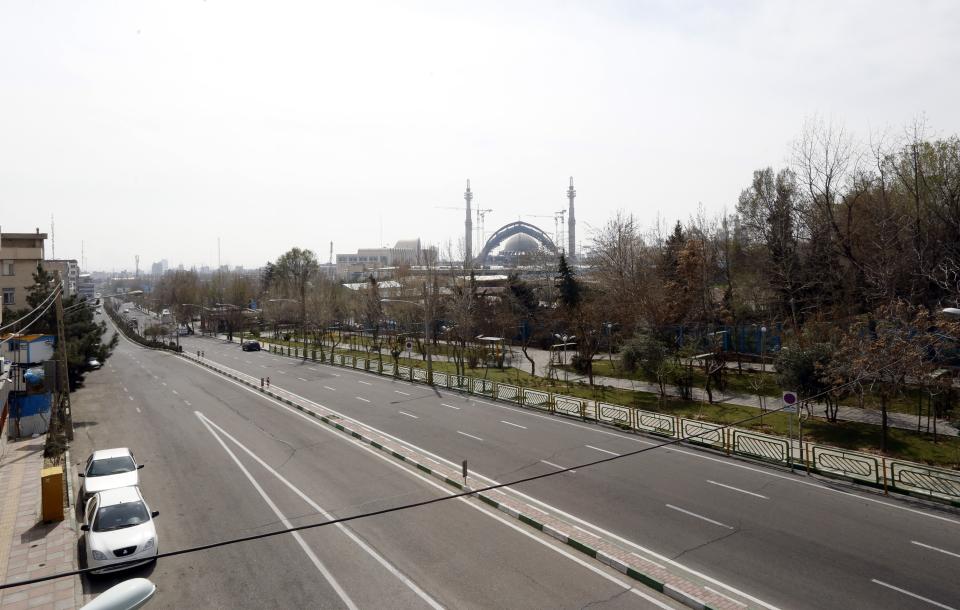 A photograph taken on March 13, 2020 shows an almost emply road in the Iranian capital Tehran, after measures were taken to slow down the spread of the coronavirus COVID-19. - The outbreak of the virus in Iran is one of the deadliest outside China, where the disease originated.
Several politicians and officials both sitting and former have been infected, with some dying from the illness. (Photo by STR / AFP) (Photo by STR/afp/AFP via Getty Images)