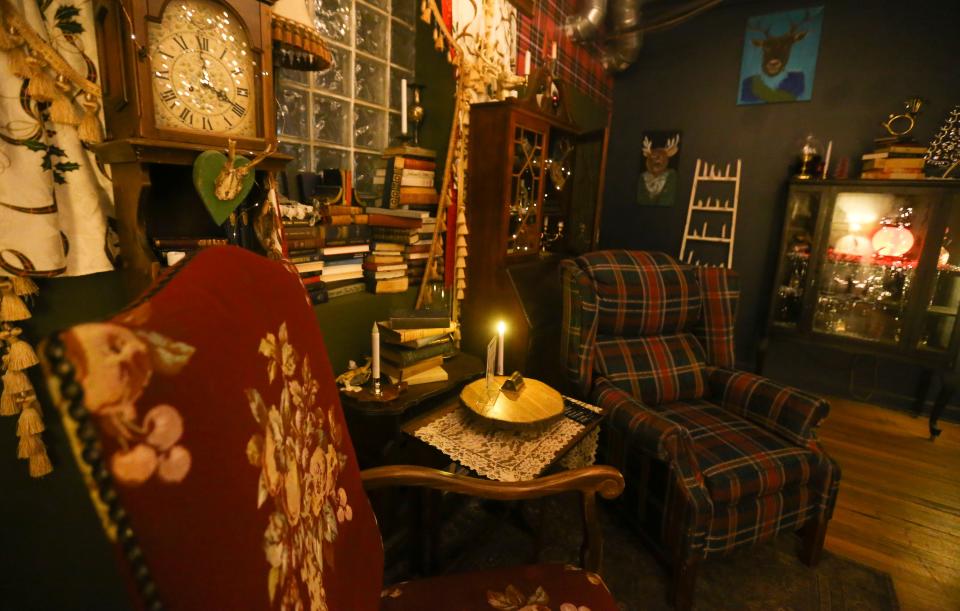 A holiday tableau anchors at one room in Blitzen, the 'pop up' bar at 220 W. Ninth Street in Wilmington, open Wednesdays-Saturdays through Dec. 23.