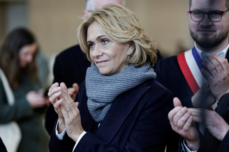 Valérie Pécresse, la présidente de la région Ile-de-France, le 25 mars 2024 au Bourget, près de Paris (STEPHANE DE SAKUTIN)