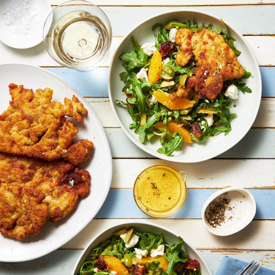 Warm Salad with Chicken Paillards & Chèvre