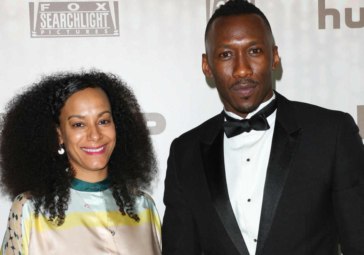 Mahershala Ali and his wife, Amatus Sami-Karim, attend the FOX and FX's 2017 Golden Globe Awards After Party.