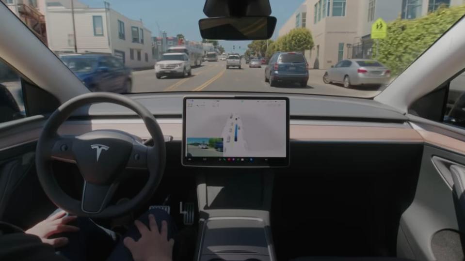 A demonstration of Tesla's Full Self-Driving FSD Supervised (credit: Tesla YouTube channel)